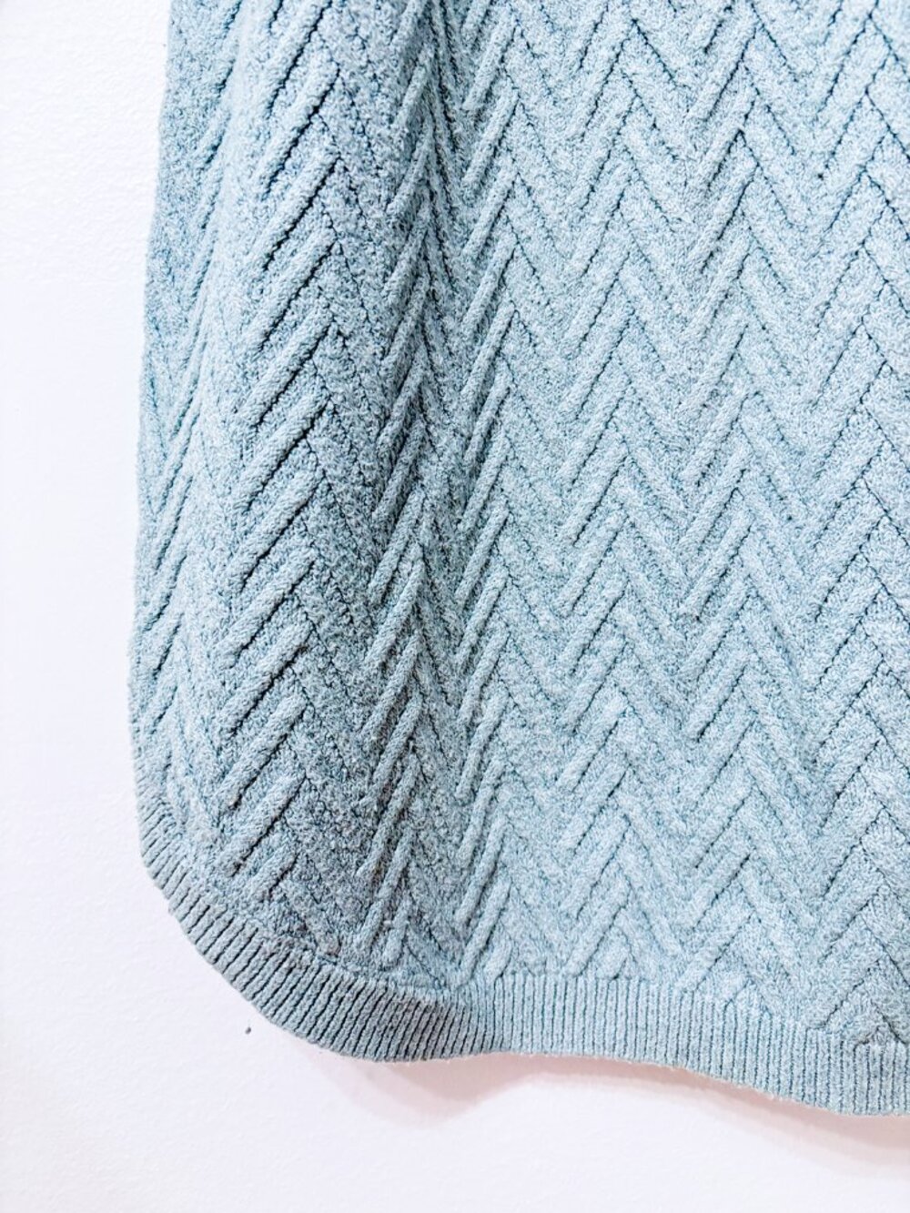 REITMANS Aqua Blue Textured Knit Tunic Sweater Raglan Long Sleeve Medium - Picture 6 of 9